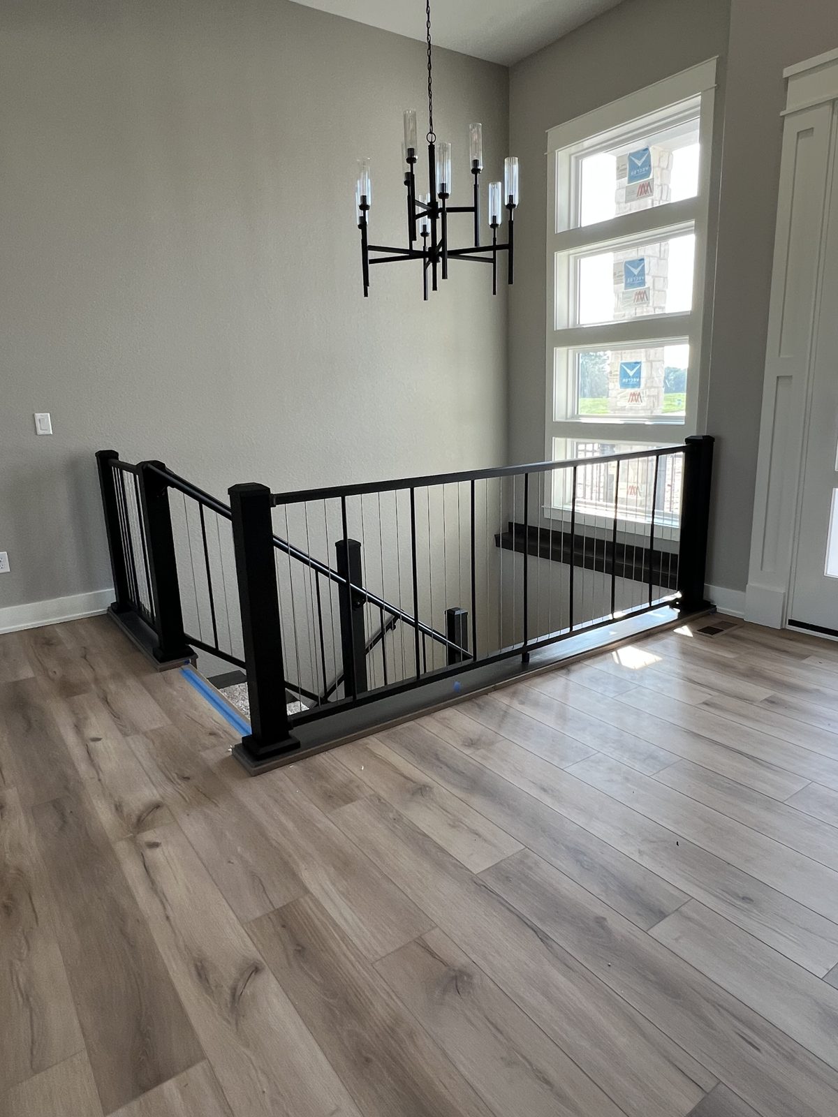 Interior loft with black metal cable railing