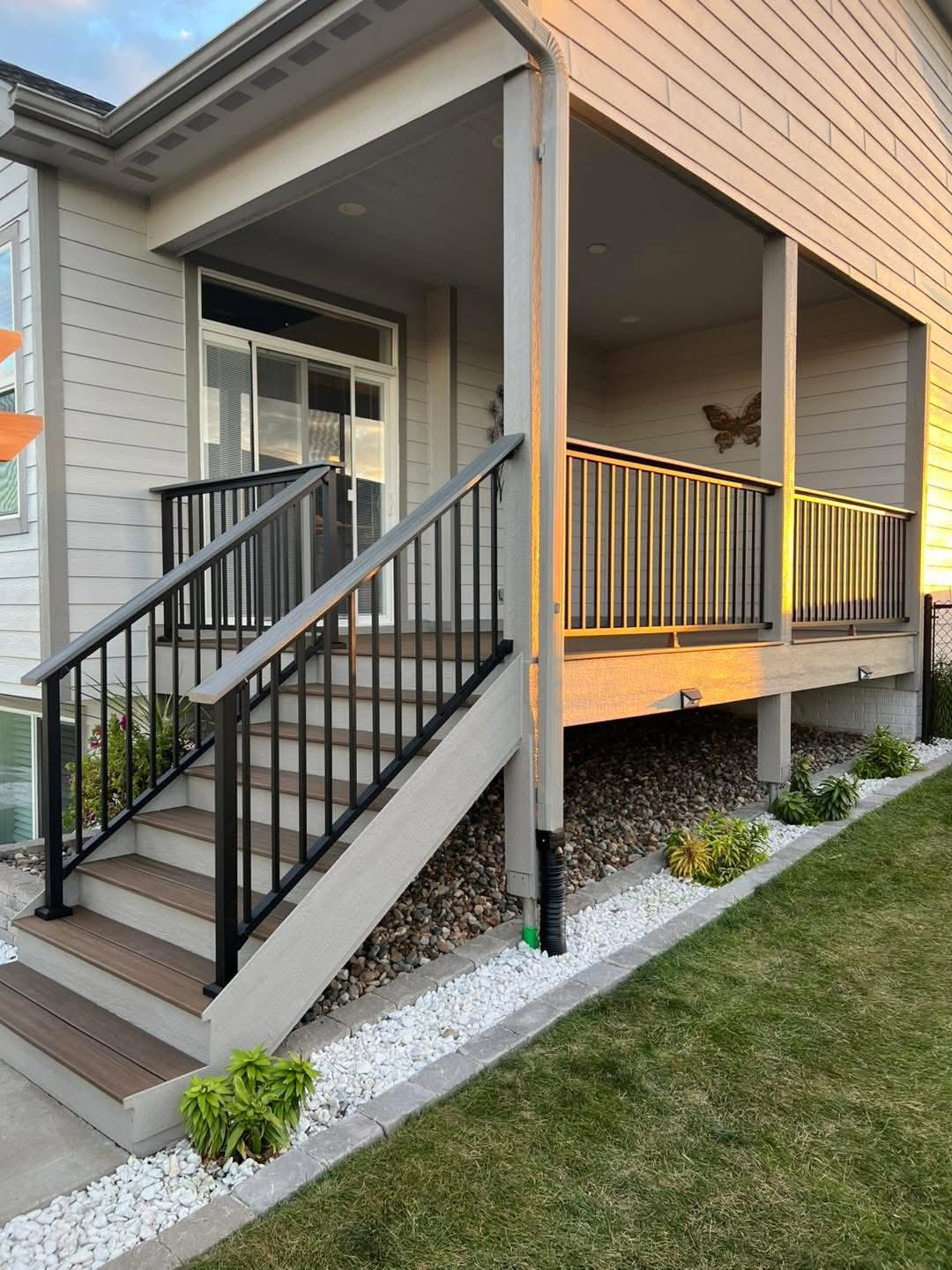 Composite deck with black railing