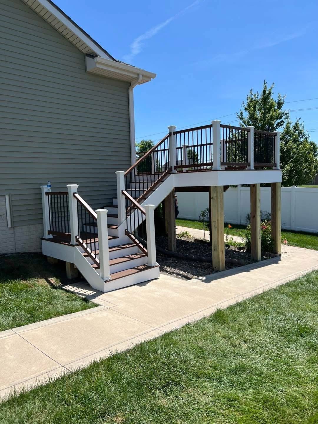 Elevated composite deck white posts